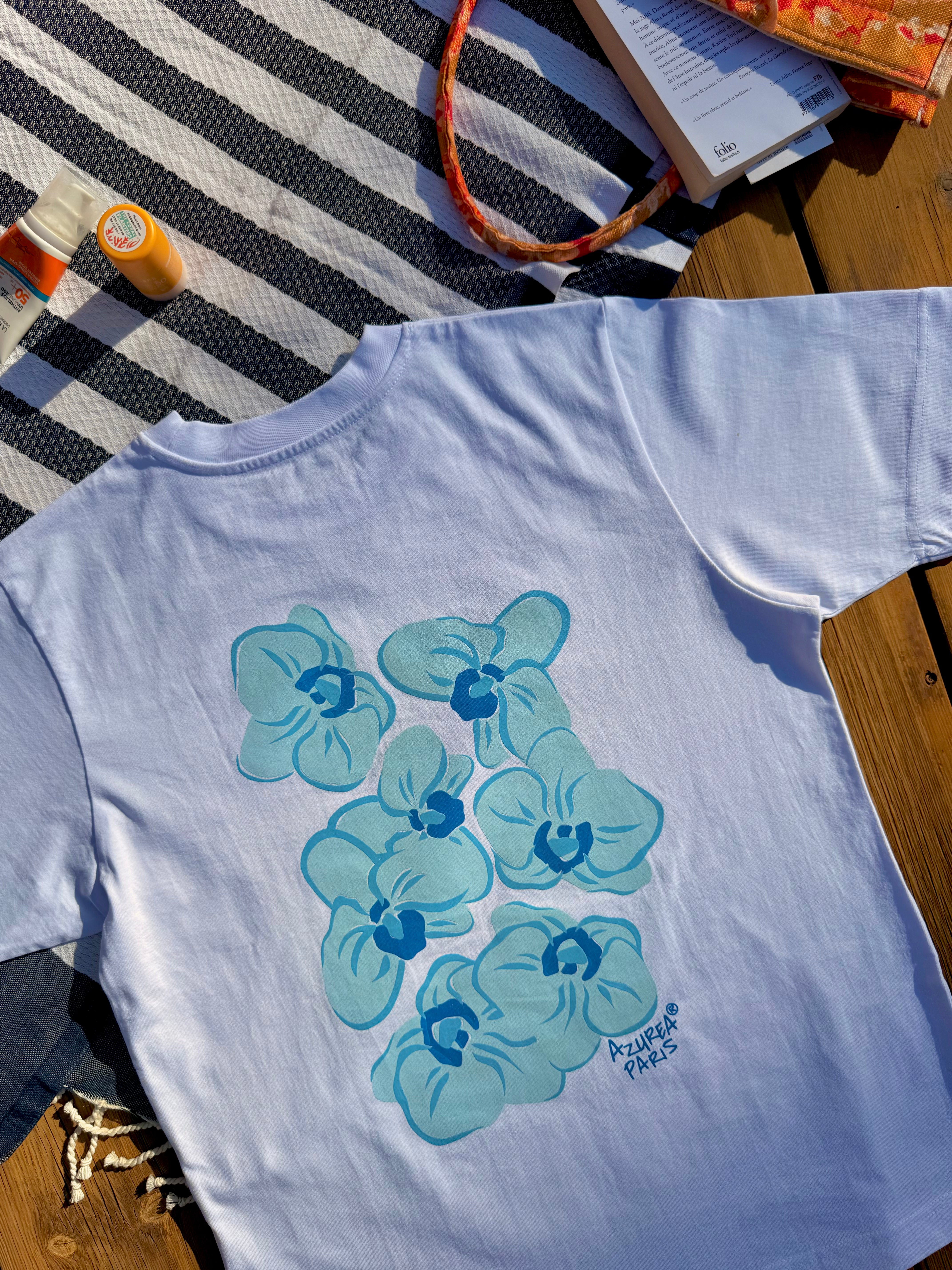 T-Shirt Pétales - Blauw