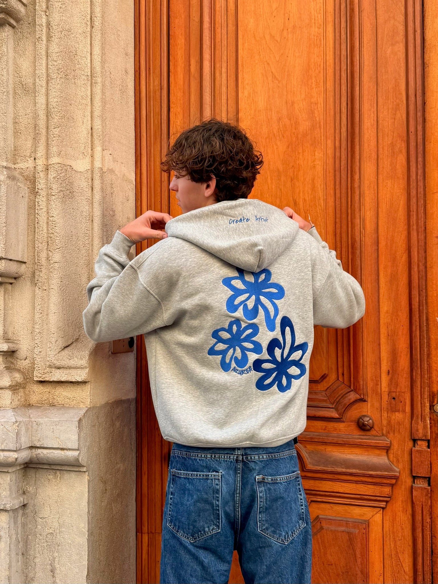 Sweat Zipper Brodé "Create Artist" - Gris