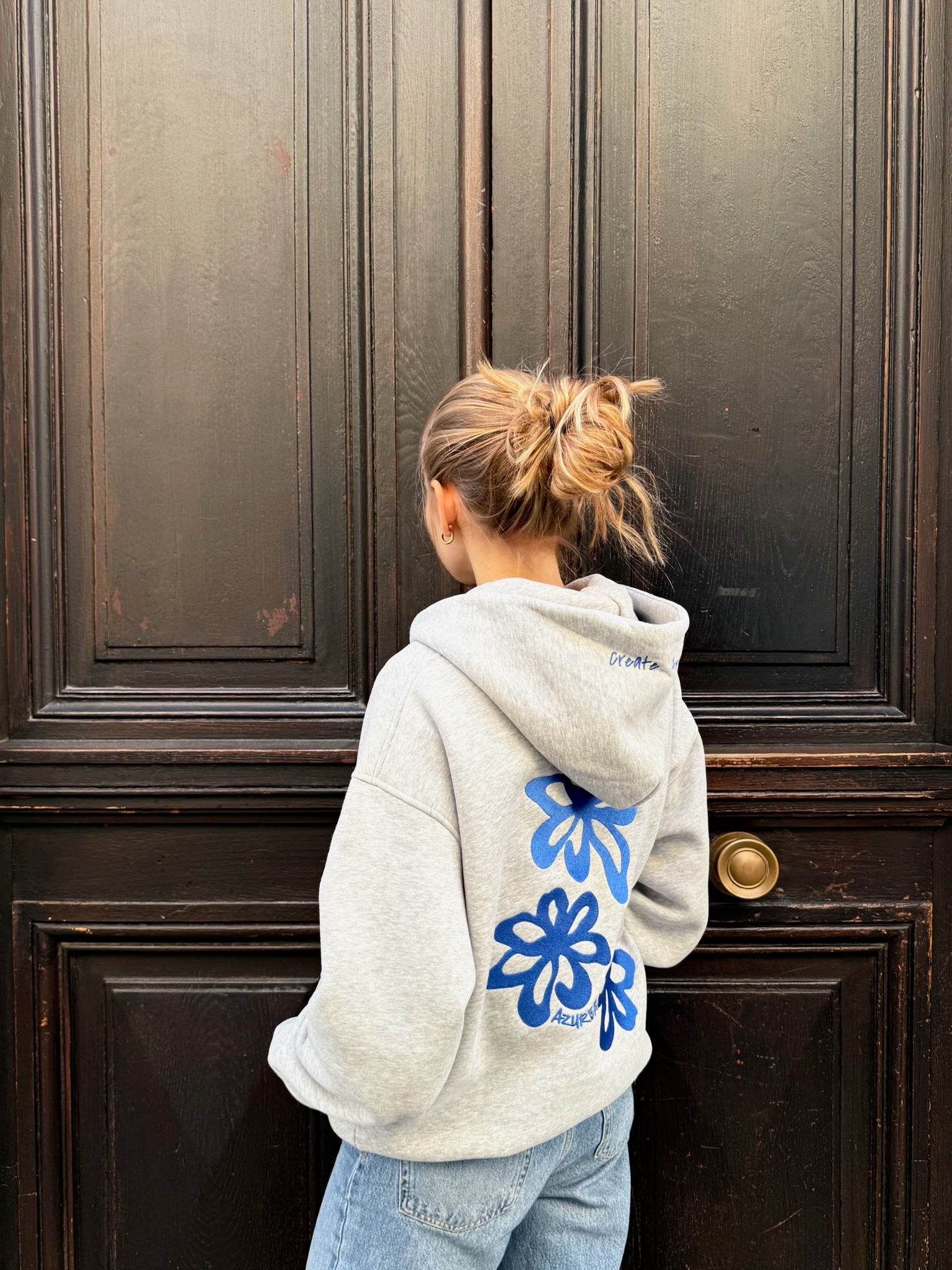 Sweat Zipper Brodé "Create Artist" - Gris