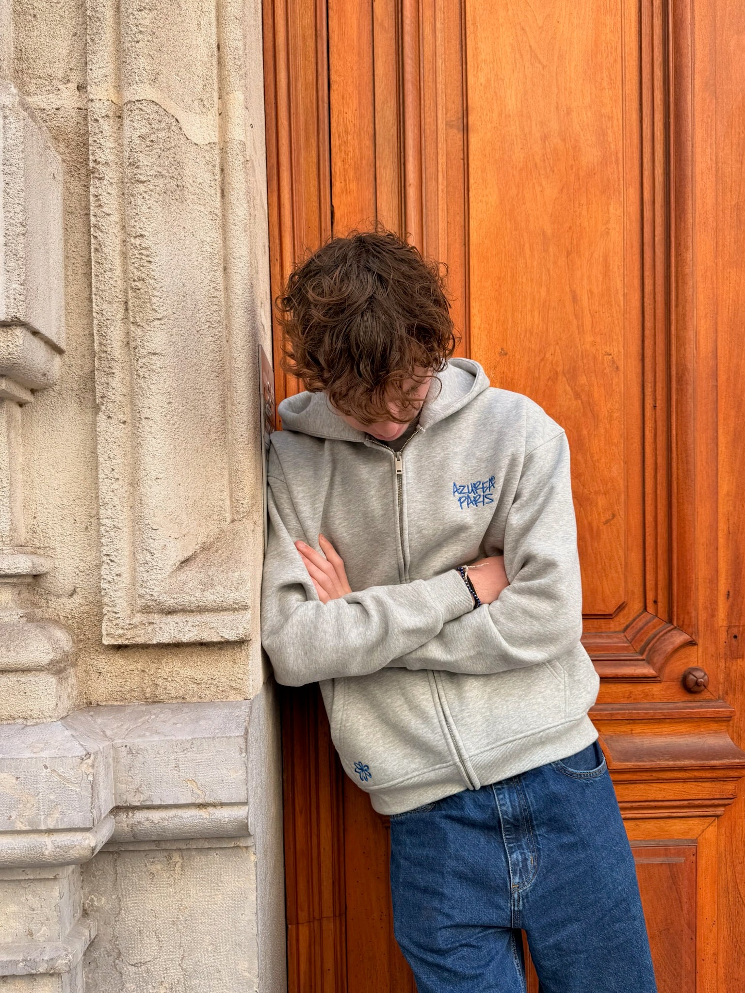 Sweat Zipper Brodé "Create Artist" - Gris