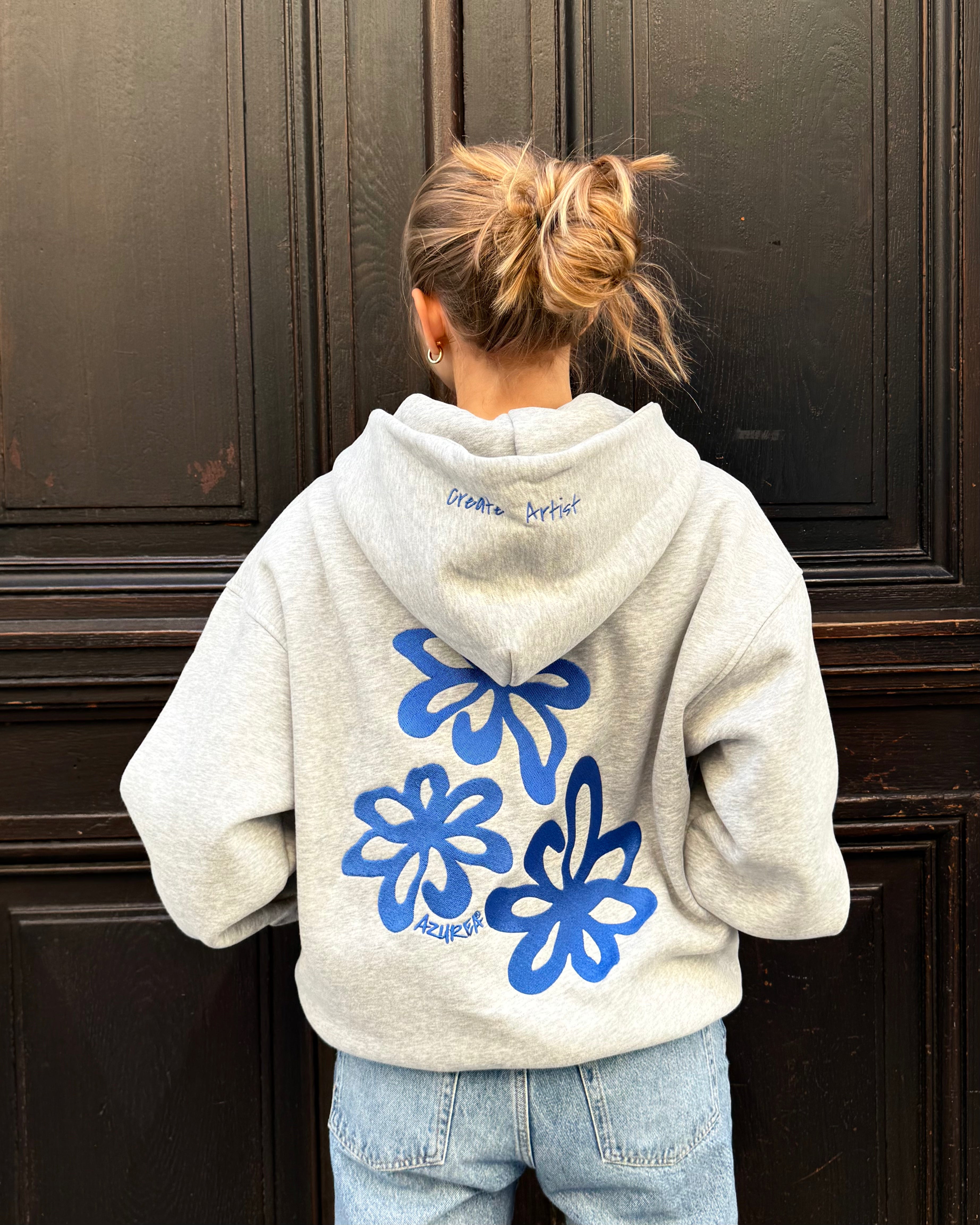 Sweat Zipper Brodé "Create Artist" - Gris