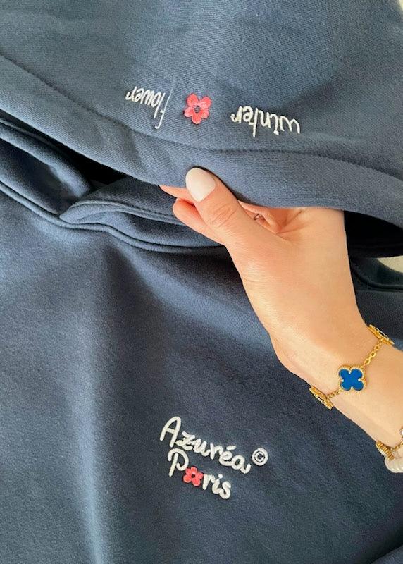 Sweat Brodé "Winter Flower" Océan Édition
